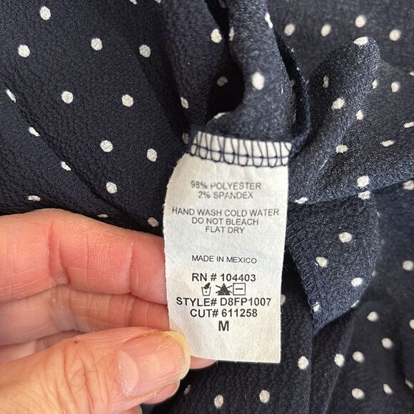 Blu Pepper Polka Dot Cascading Ruffle Wide Leg Pants Size M Navy Elastic Back - Picture 11 of 15